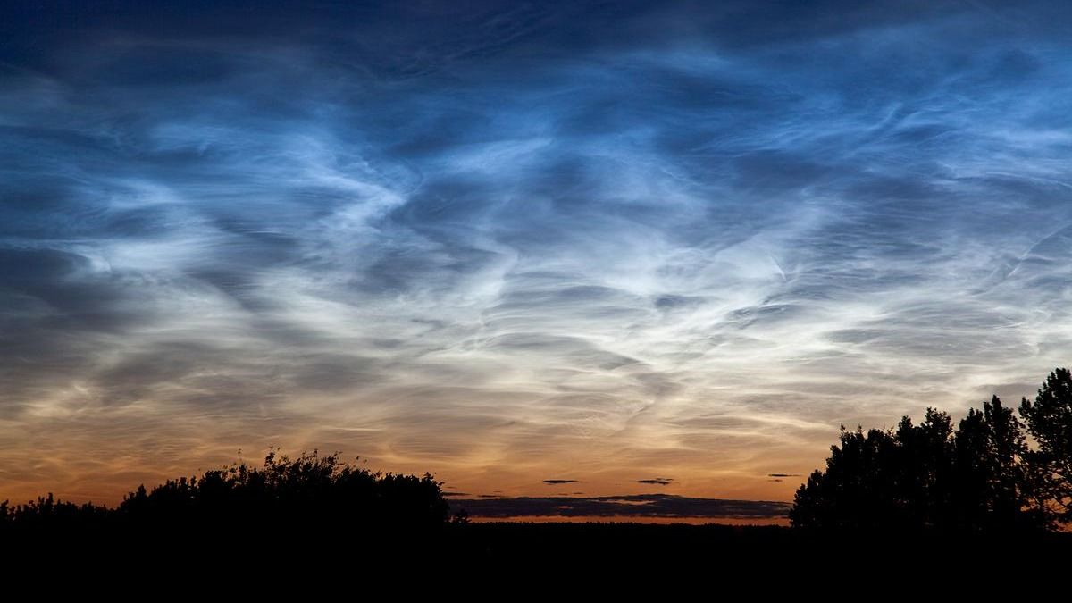 Noctilucent clouds appeared in the sky above Edmonton, Alberta, in Canada on July 2, 2011.