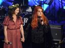 Ashley Judd and Wynonna Judd speak onstage during Naomi Judd: A River of Time Celebration on May 15, 2022 in Nashville, Tennessee.