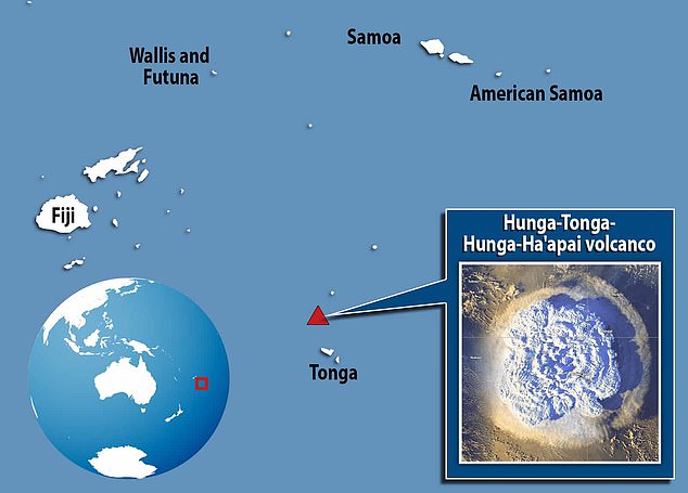 Hunga Tonga-Hunga Ha'apai, an underwater volcano in the South Pacific, spewed ash and other debris up to 40 kilometers into the atmosphere when it erupted in January