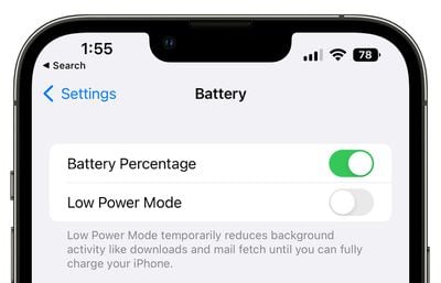 Battery percentage ios 16