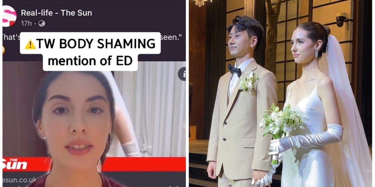 A bride says she was physically ashamed after photos from her wedding day were shared by a British tabloid without her permission