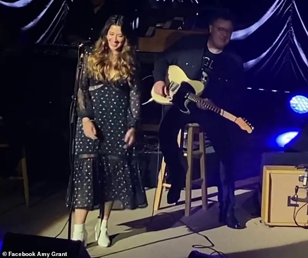 Family time: Amy Grant's daughter Corinna Gill and her husband Vince Gill appeared together on Sunday night.  It was a tribute concert to Amy during his residency at the Ryman in Nashville, Tennessee