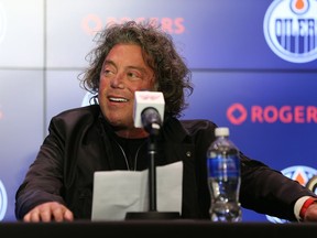 Edmonton Oilers owner Daryl Katz seen during a news conference on May 7, 2019.