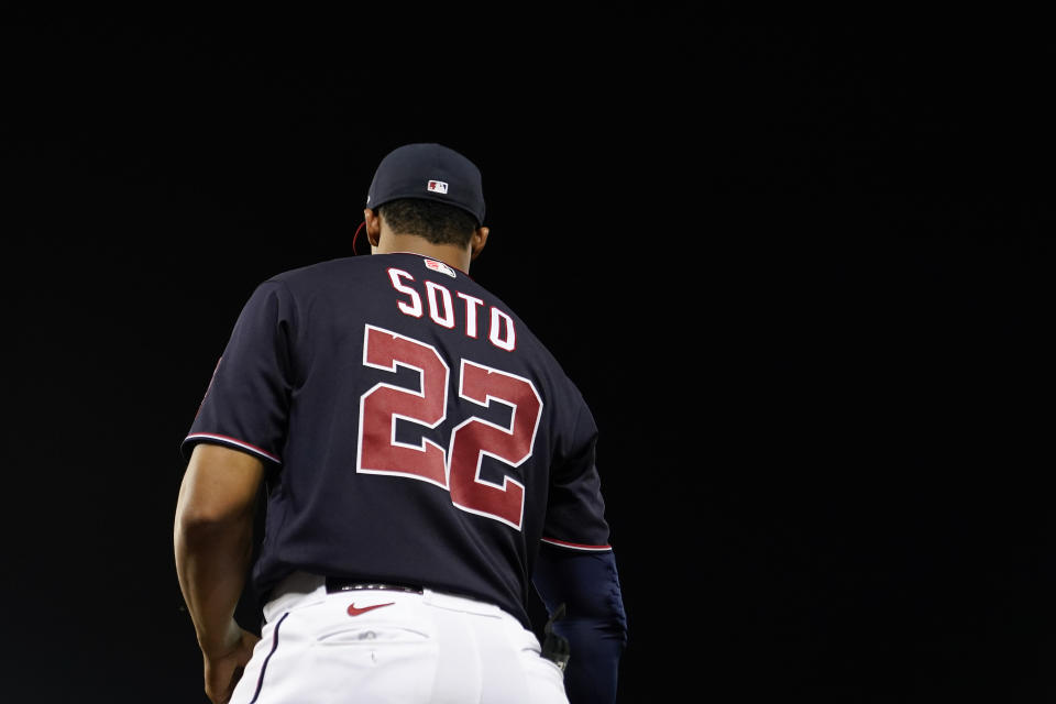 Washington Nationals star Juan Soto is the center of attention at the trade deadline.  (AP Photo/Patrick Semansky)