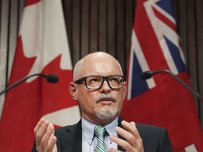 dr  Ontario Chief Medical Officer of Health Kieran Moore addresses a press conference at Queen's Park in Toronto on Monday, April 11, 2022.