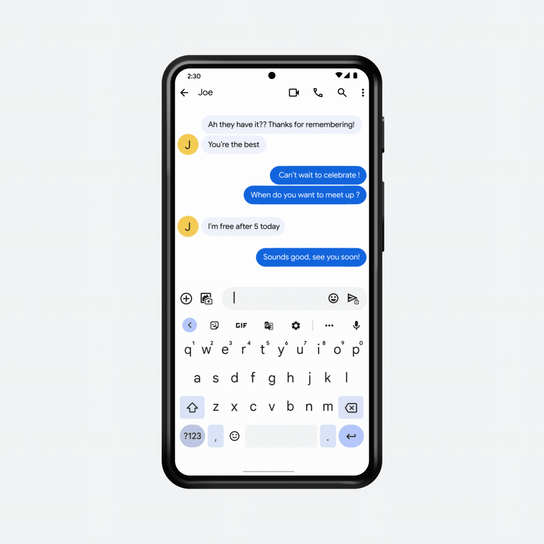 A GIF with smart emoji suggestions on Android