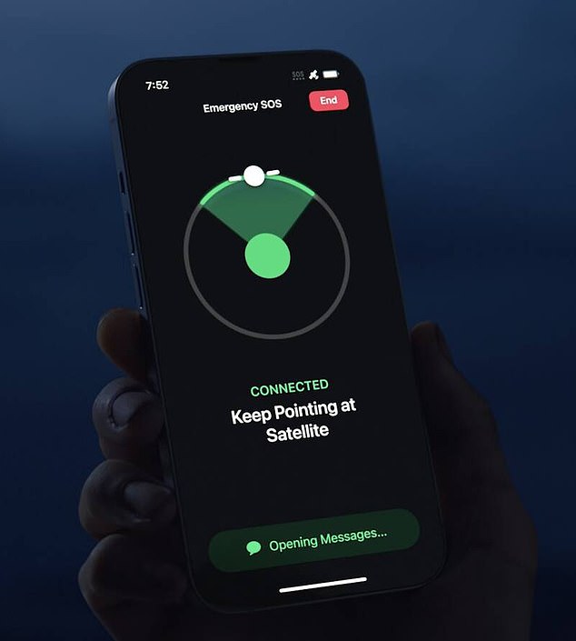 The iPhone 14 family connects directly to a satellite by showing you where to point your smartphone, so you can then send a 