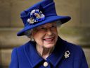 Britain's Queen Elizabeth leaves Westminster Abbey, London, after a Thanksgiving service to mark the centenary of the Royal British Legion, October 12, 2021.