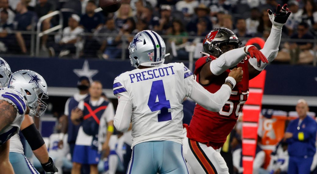 The rough night for the Cowboys gets worse when Prescott is injured in a blowout on Brady, Bucs