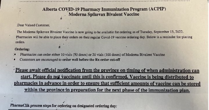 Albertans wait another week for bivalent COVID-19 boosters |  Globalnews.ca