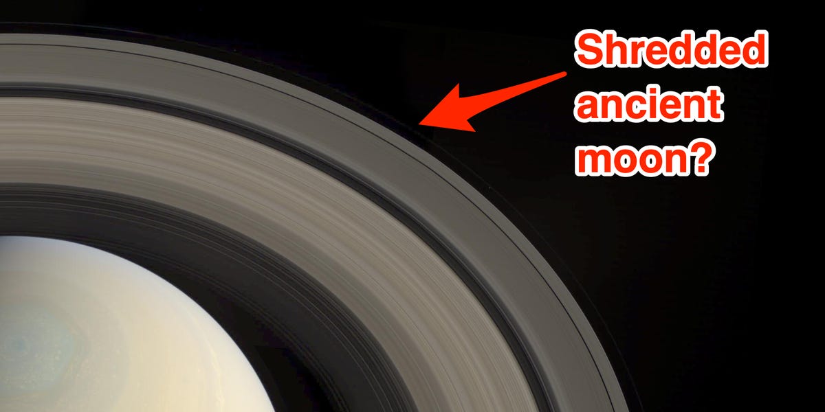 Saturn's gravitational force shredded an old moon, creating its iconic rings and unusual tilt, new research suggests