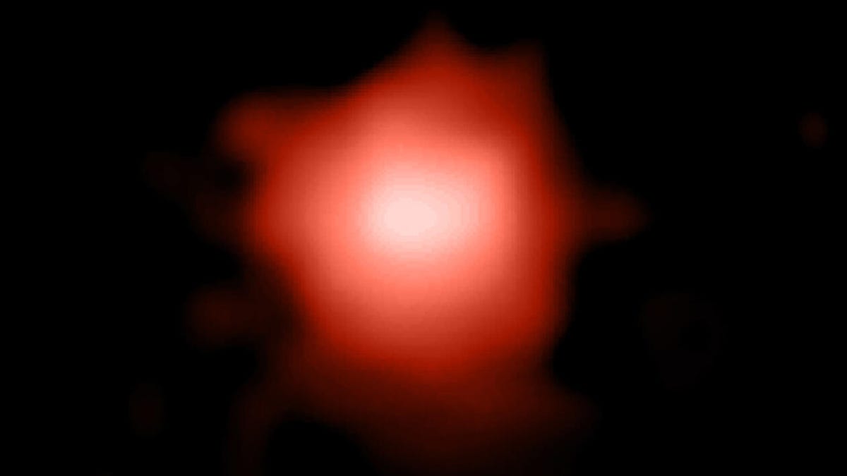 An amorphous blob of red against the void of space