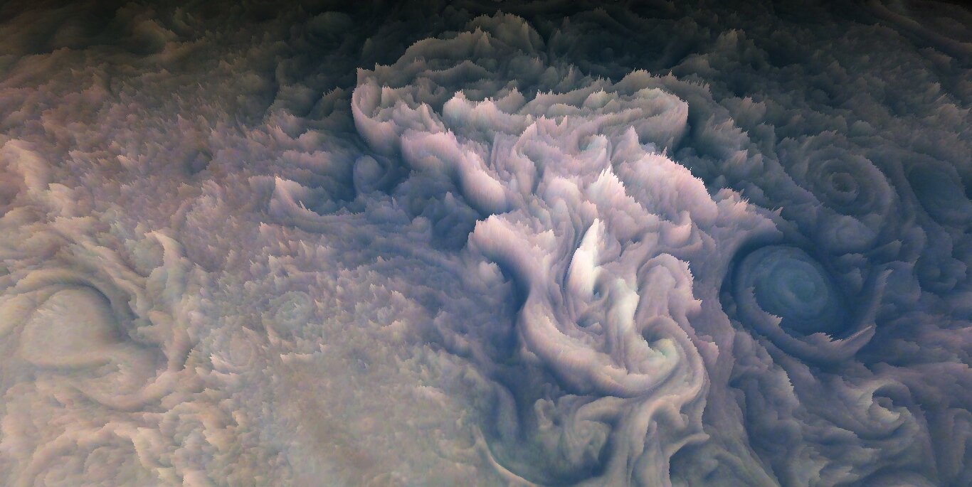 First 3D renderings of JunoCam data show "frosted cupcake" clouds on Jupiter