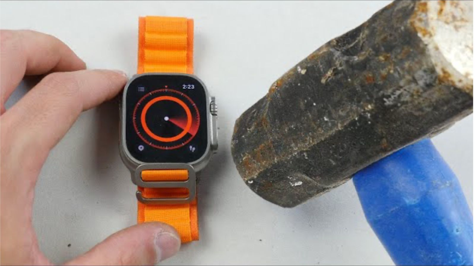 YouTuber tests Apple Watch Ultra durability with a hammer: Table breaks in front of the watch