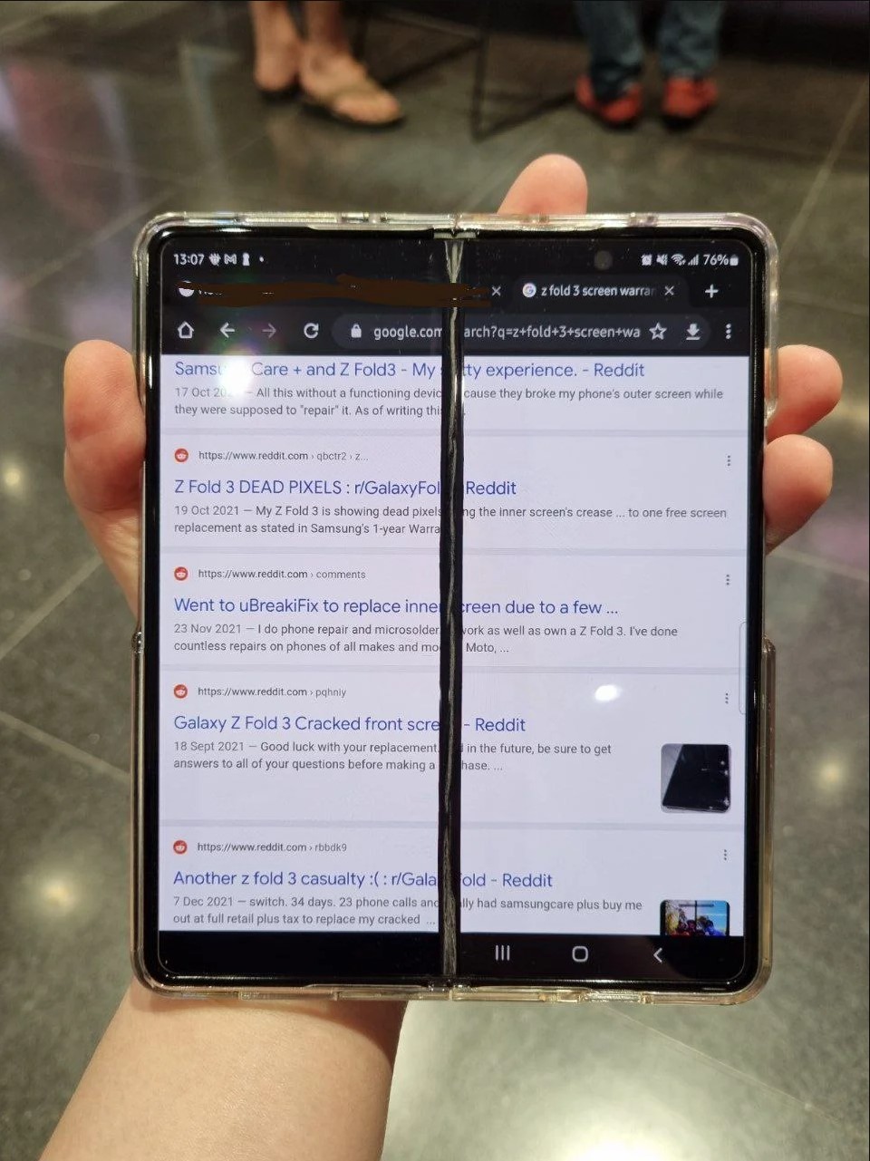 Samsung Fold 3 tear along the crease