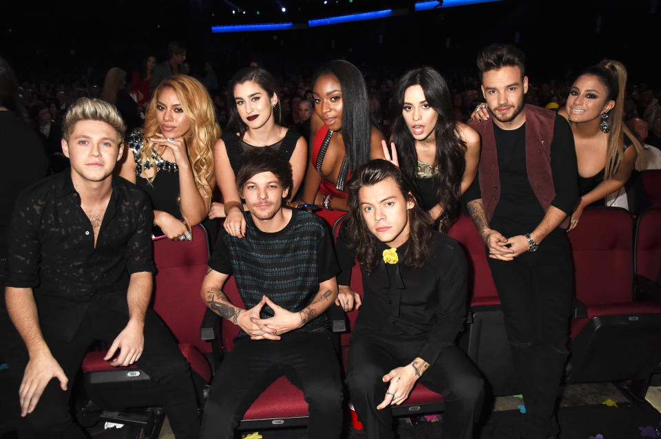 Fifth Harmony and One Direction at the 2015 American Music Awards. (Photo: Jeff Kravitz/AMA2015/FilmMagic)