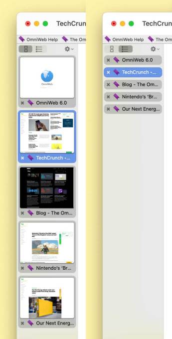 OmniWeb 6 tab drawer with expanded and collapsed states.