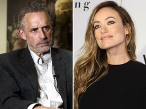 Jordan Peterson and Olivia Wilde can be seen in this combination photo.