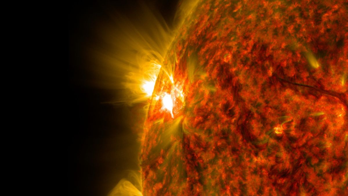 A solar flare captured by NASA