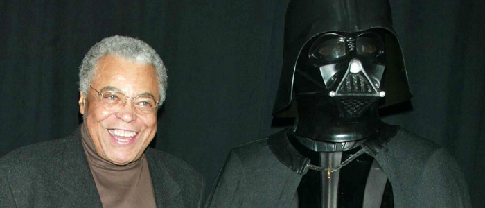 James Earl Jones poses alongside Darth Vader at a charity premiere of Star Wars: Episode II - Attack of the Clones (2002)