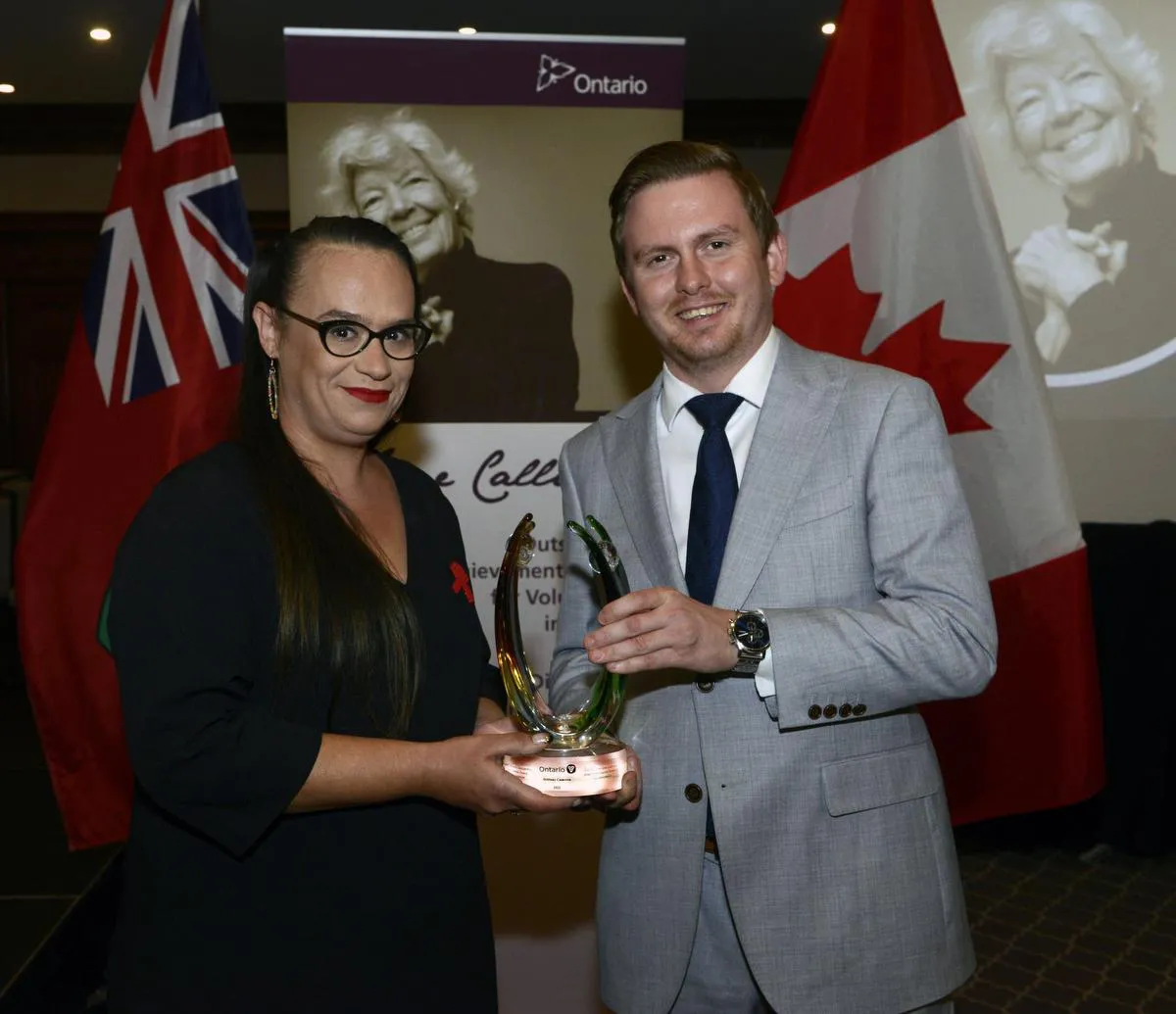 Brittany Cameron from Peterborough receives the June Callwood Award for her activism