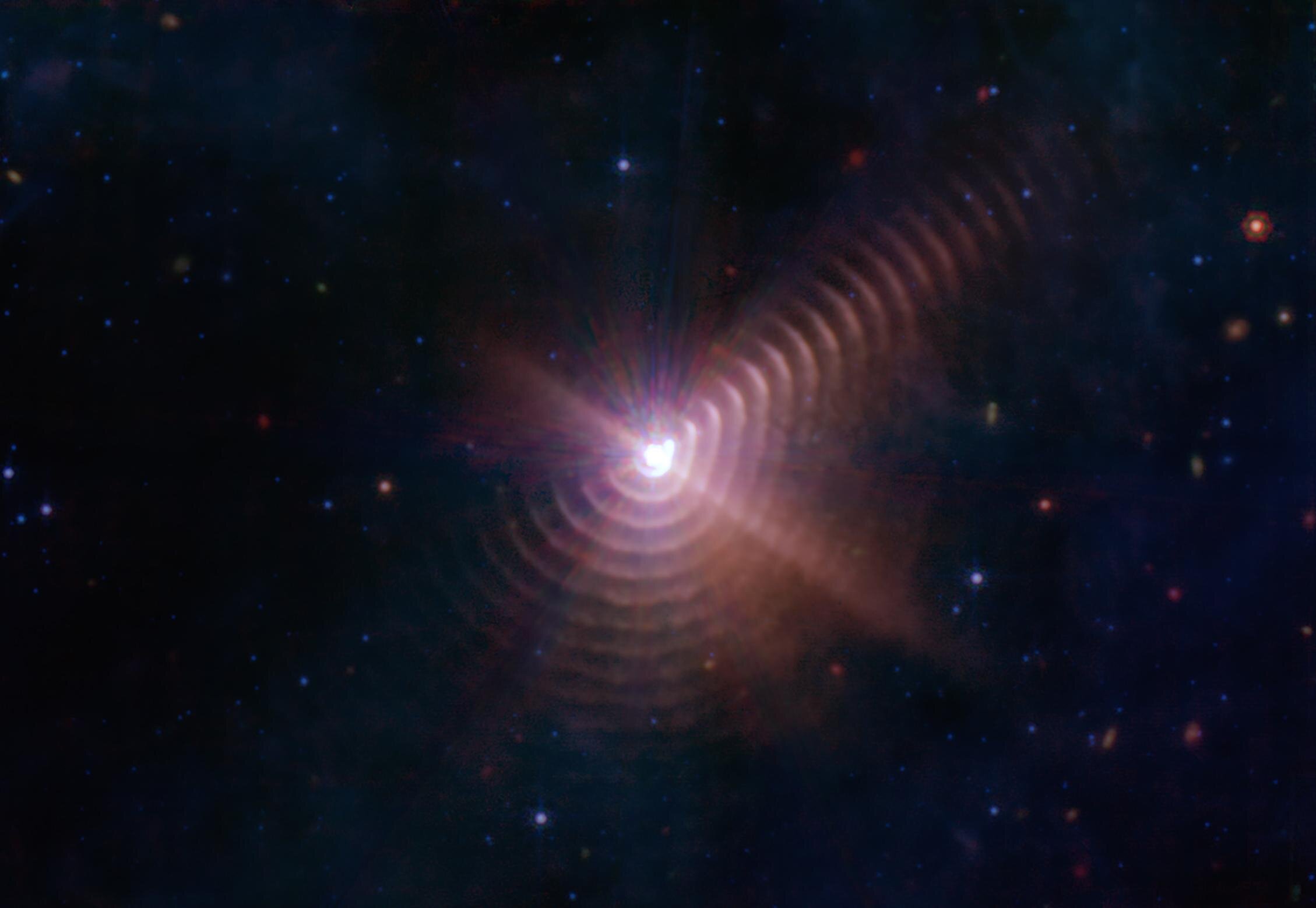 The star duo forms a "fingerprint" in space, according to NASA's Webb