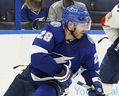 Lightning defenseman Ian Cole (28) during the third period of an NHL preseason game Saturday, October 8, 2022, in Tampa, Fla.