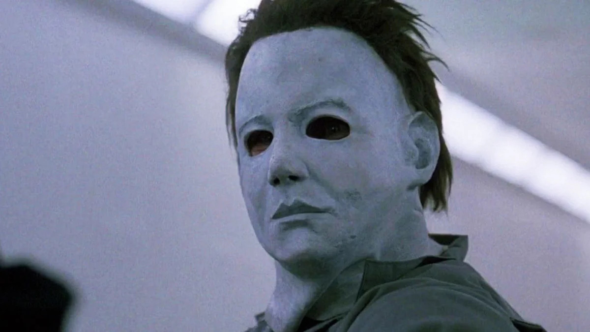 The mask worn by Michael Myers in Halloween VI, with a blank expression and not much sight in the eyes.