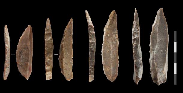 Distinctive stone knives believed to have been made by the last Neanderthals in France and northern Spain.  This specific and standardized technology is unknown in the previous Neanderthal record and may indicate a spread of technological behavior between Homo sapiens and Neanderthals just prior to their disappearance from the region.  (Igor Djakovic)