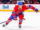 Montreal Canadiens rookie Juraj Slafkovsky tests in the first half against the Arizona Coyotes on October 20, 2022 in Montreal. 