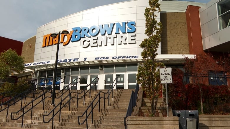 An image of an arena with a sign saying Mary Brown's Centre. 