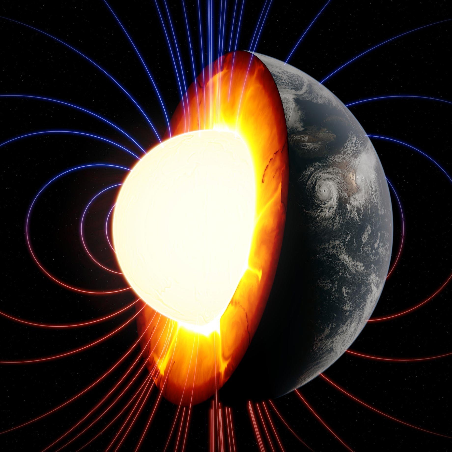 Early Earth Cutaway Highlighting Major Geodynamic Processes