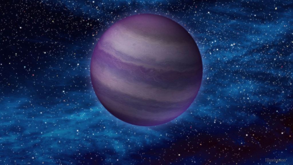 This artist's illustration shows a faint, cold brown dwarf in space.  Brown dwarfs form like stars, but they don't have enough mass to trigger nuclear fusion at their core, the process that causes stars to burn.  As a result, they share some physical properties with massive planets like Jupiter.  Photo credit: IPAC/Caltech