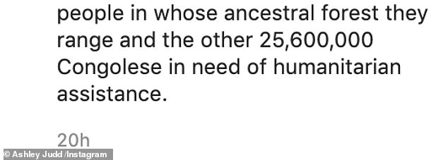 Thoughts: Ashley also shared a picture of a bonobo on Instagram, describing how the chimpanzees are 