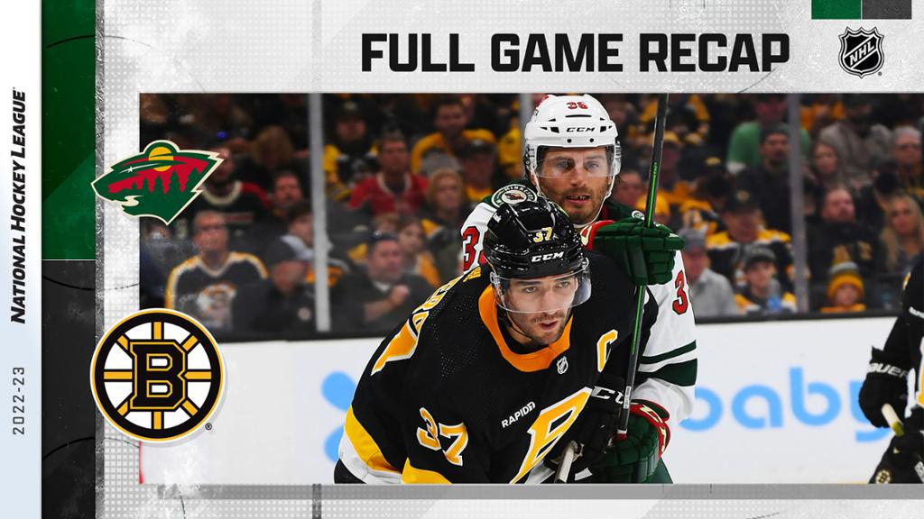 Bruins beat Wild late in OT, unbeaten at home