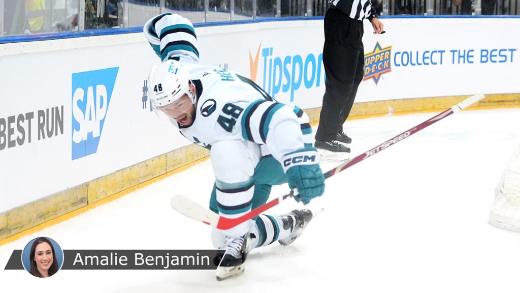 Hertl "so pumped up" after scoring for Sharks in the 2022 NHL Global Series