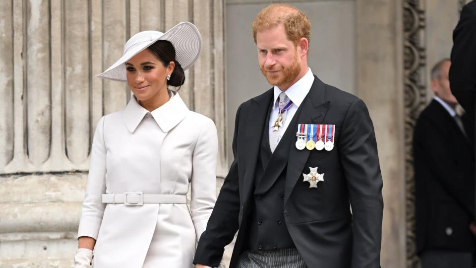 Meghan, Duchess of Sussex and Prince Harry, Duke of Sussex attend the National Thanksgiving Service at St Paul's Cathedral