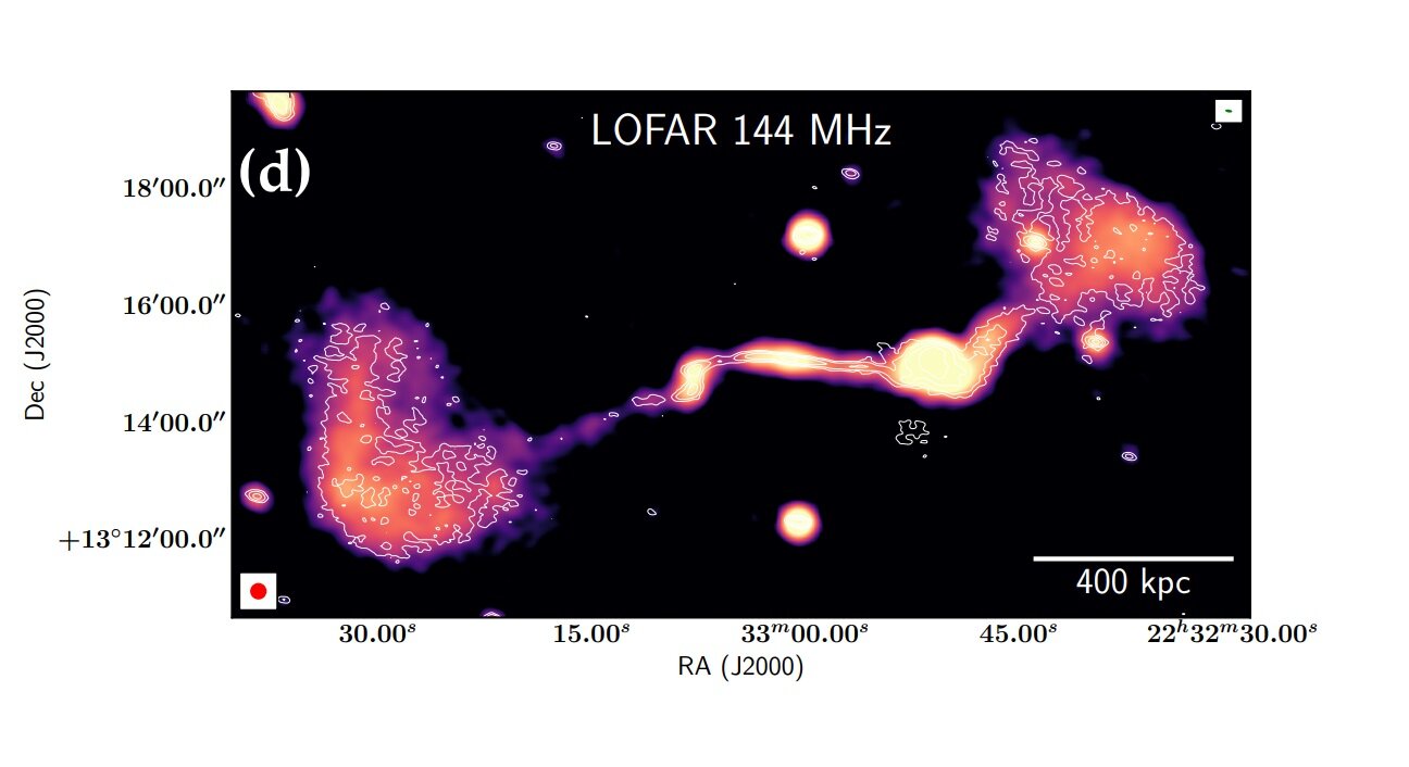 Peculiar giant radio galaxy GRG-J223301+131502 studied by researchers