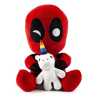 Deadpool with unicorn plushie