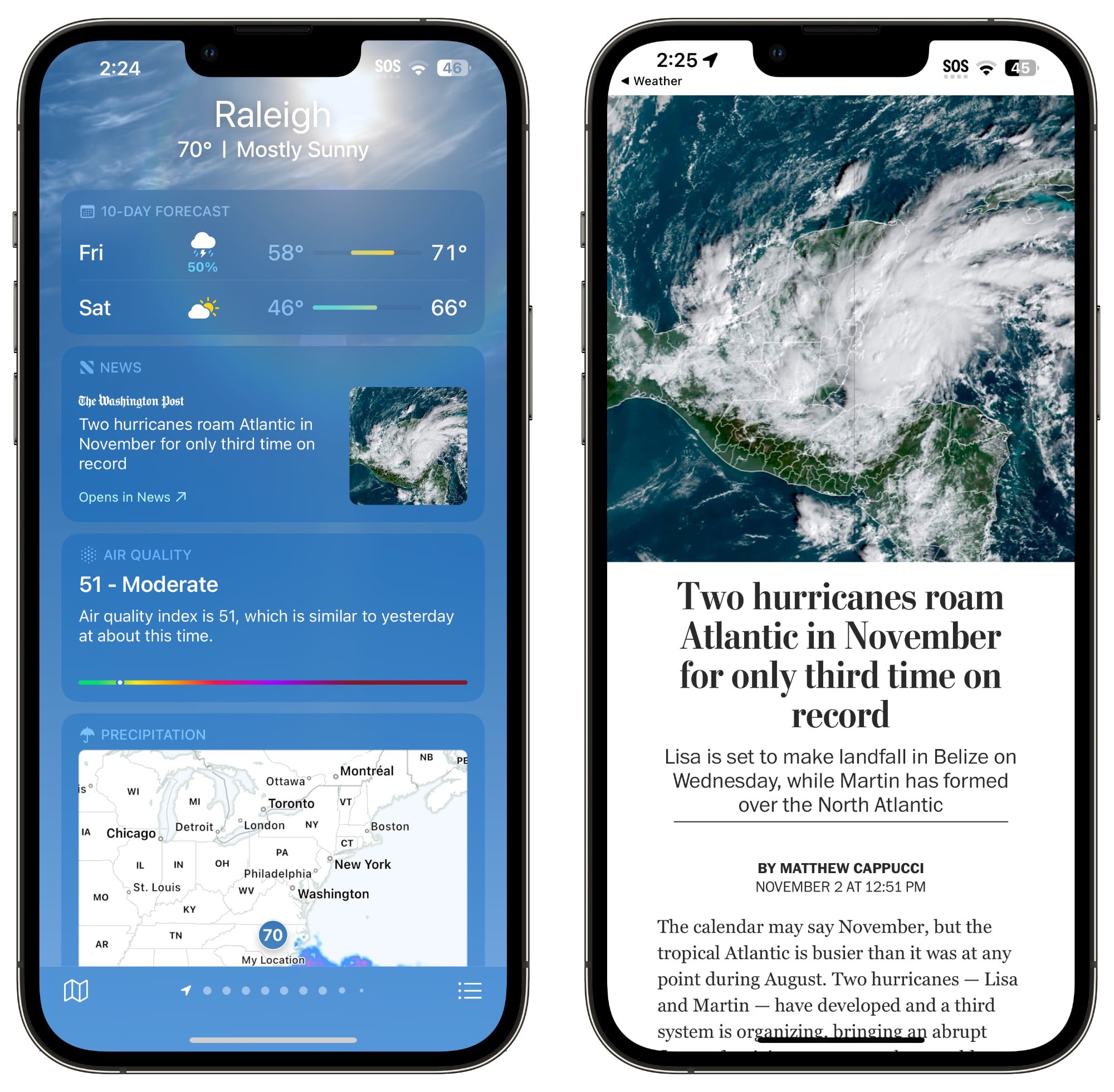 Weather app gets Apple News section in iOS 16.2