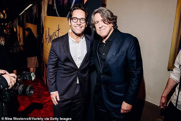 Evergreen: Cameron also posed with Golden Globe nominee Paul Rudd (L), who effortlessly defied his 53 years in a tie-less pinstriped suit